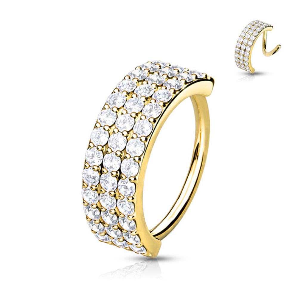 Surgical Steel 18 to 20 Gauge Bendable Hoop Ring with Triple Lined CZ - photo 6
