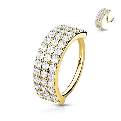 Surgical Steel 18 to 20 Gauge Bendable Hoop Ring with Triple Lined CZ - photo 6