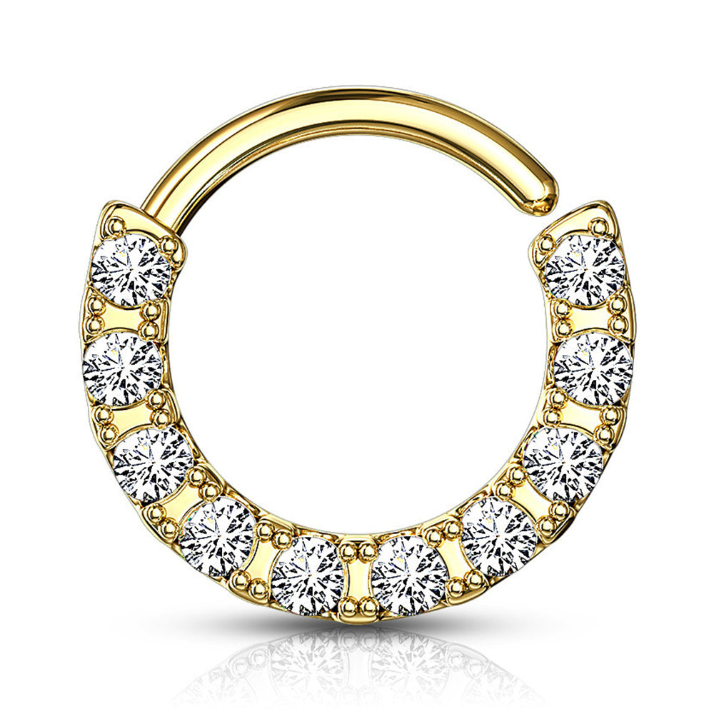 Surgical Steel 16 Gauge Front Facing Paved CZ Bendable Hoop - photo 7