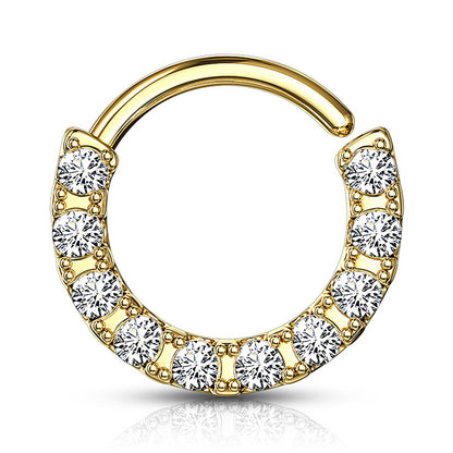 Surgical Steel 16 Gauge Front Facing Paved CZ Bendable Hoop - photo 7