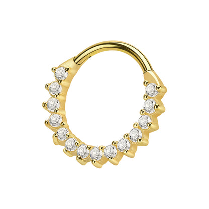 Titanium 16 Gauge Hinged Segment Rings with Sun Paved CZ