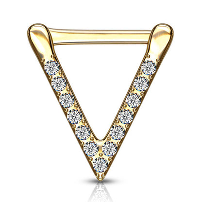Surgical Steel 16 Gauge Paved CZ Triangle Septum Clicker - 8mm - photo 6