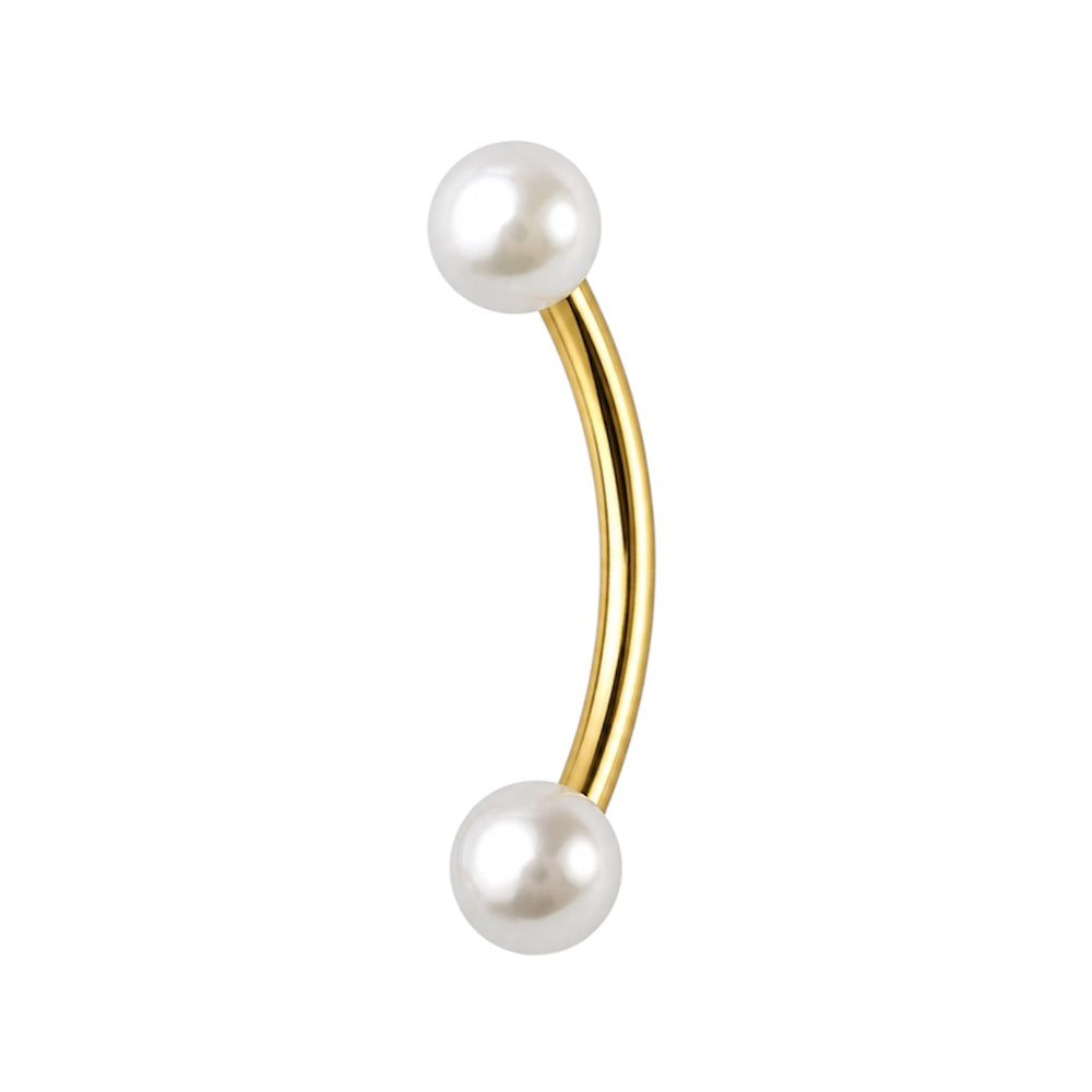 Surgical Steel 16 Gauge Curved Barbell with White Pearl Ball