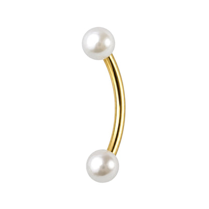 Surgical Steel 16 Gauge Curved Barbell with White Pearl Ball