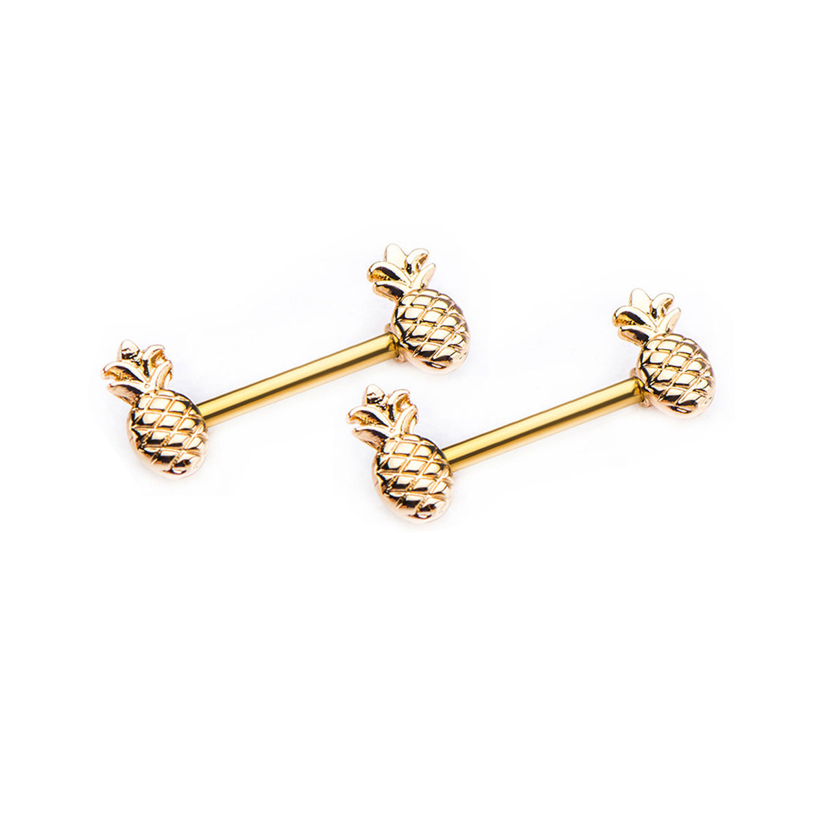Surgical Steel 14 Gauge Nipple Barbells with Pineapple - Pair - photo 3