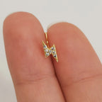 Gold Plated Surgical Steel 20G Lightning Bolt L Shaped Nose Stud
