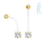 Bioflex 14 Gauge Belly Button Pregnancy Ring with Gold Double CZ