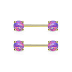 Surgical Steel 14 Gauge Opal Nipple Barbell - Pair