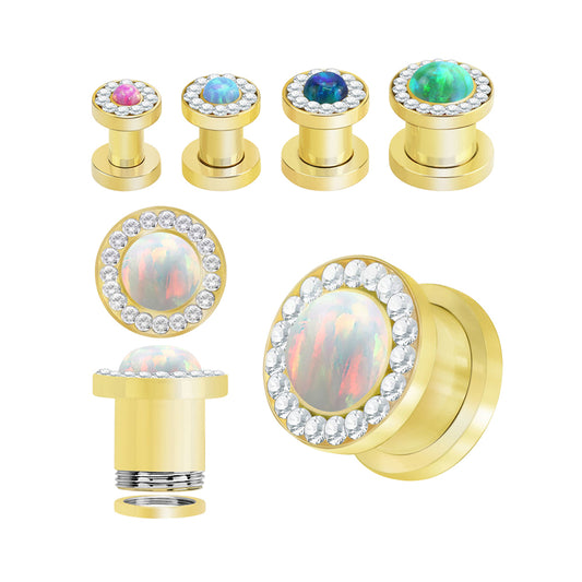 PVD Gold Surgical Steel Screw Fit Tunnels 6 to 0 Gauge - 5 Colors - Pair