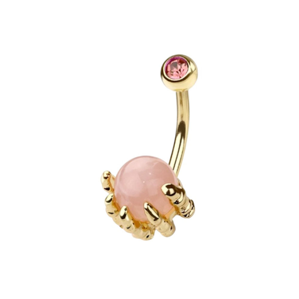 Surgical Steel Belly Ring 14G 10mm with Skull Hand Epoxy Ball - photo 3