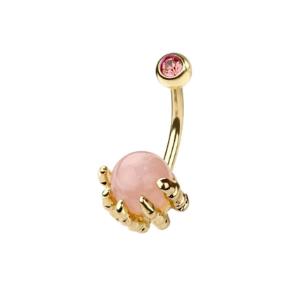 Surgical Steel Belly Ring 14G 10mm with Skull Hand Epoxy Ball - photo 3