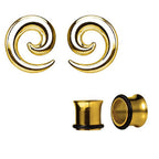 Surgical Steel 12 to 0 Gauge Spiral Taper Ear Tunnels - 2 Pairs