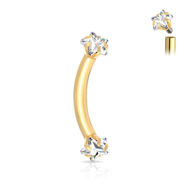 Surgical Steel 16 Gauge Curved Barbell with Star CZ - photo 4
