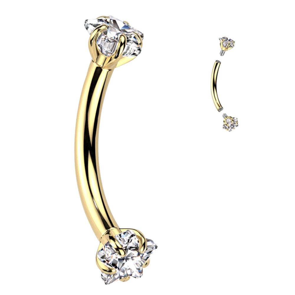 Titanium Curved Eyebrow Barbell 16G 8mm with Star CZ - photo 4