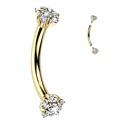 Titanium Curved Eyebrow Barbell 16G 8mm with Star CZ - photo 4