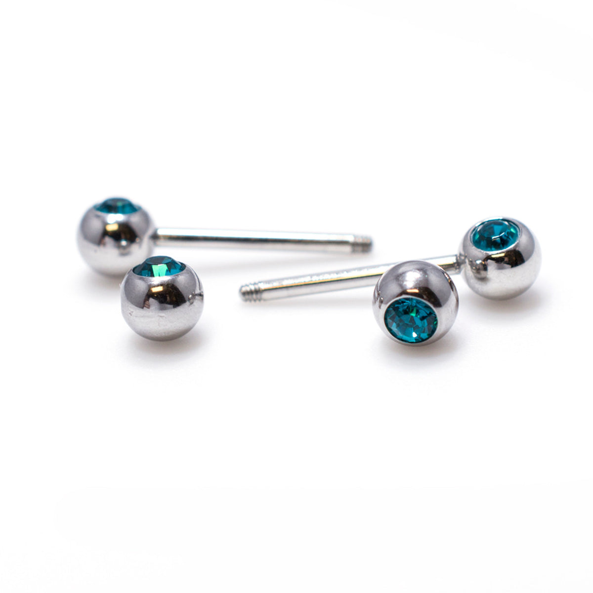 Surgical Steel 16 Gauge Horseshoe & Straight Barbell Aqua CZ Set