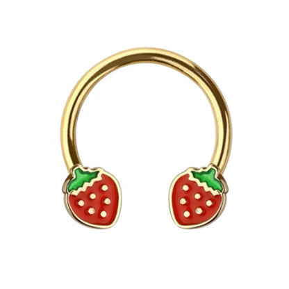Surgical Steel Horseshoe Circular Barbell 16G 10mm with Strawberry End - photo 4