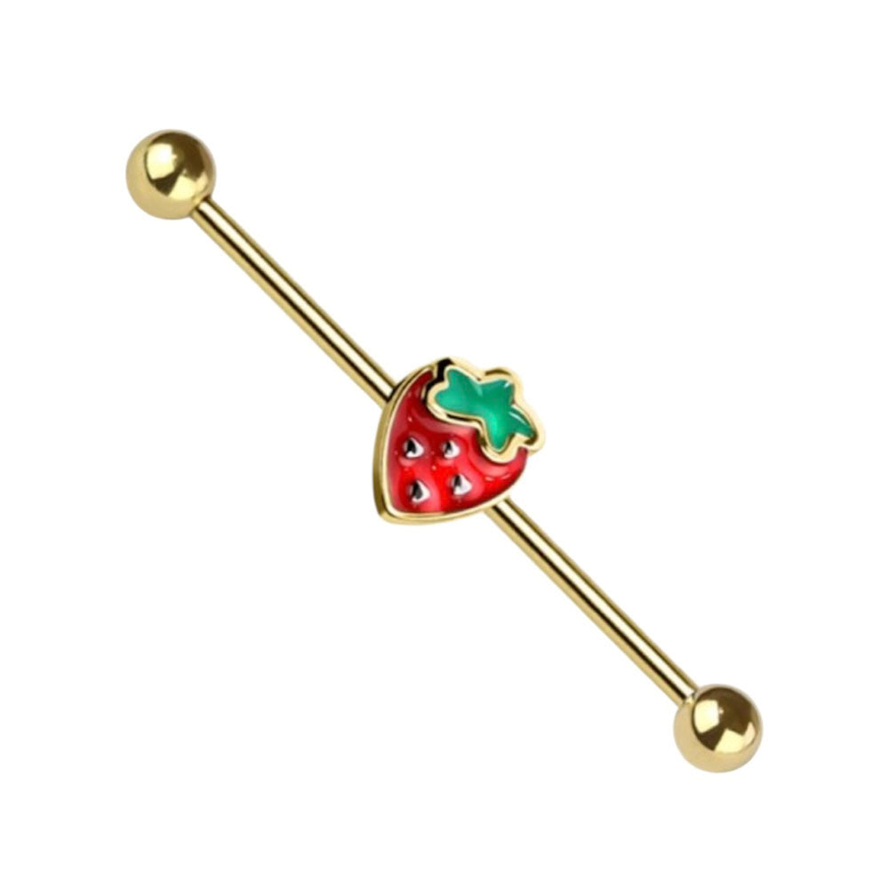 Surgical Steel 14 Gauge Industrial Barbell with Strawberry - photo 6