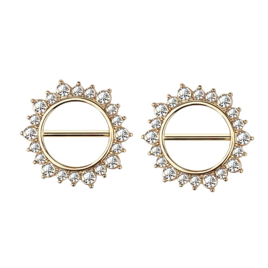 Surgical Steel Nipple Barbell 14 Gauge with Sunburst CZ Clicker - Pair - photo 4
