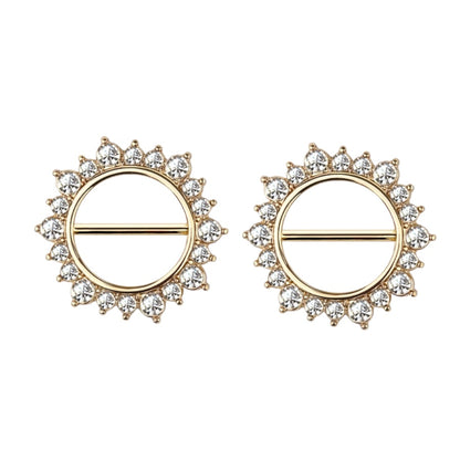 Surgical Steel Nipple Barbell 14 Gauge with Sunburst CZ Clicker - Pair - photo 4