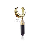 PVD Gold Surgical Steel Dangle Onyx Crescent Moon Saddle Plugs - Pair - photo 4