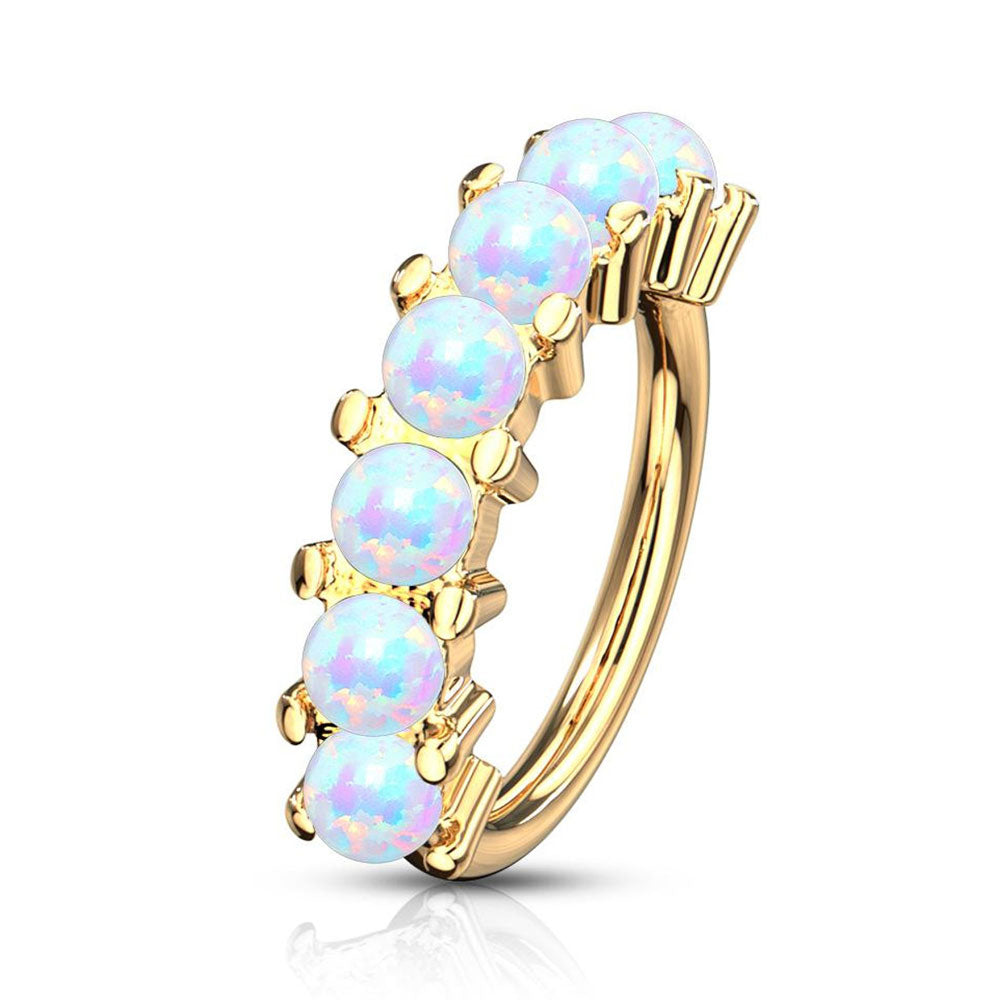 Surgical Steel 16 to 20 Gauge Lined Opal Bendable Hoop Ring - photo 7