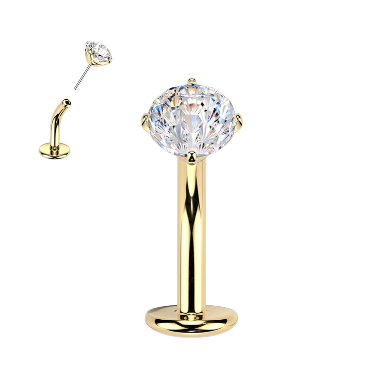 Titanium Threadless Floating Convex Belly Ring 14G 10mm with CZ - photo 3