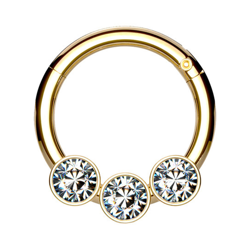Surgical Steel 16 Gauge Triple CZ Hinged Segment Ring - photo 7