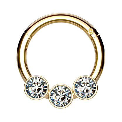 Surgical Steel 16 Gauge Triple CZ Hinged Segment Ring - photo 7
