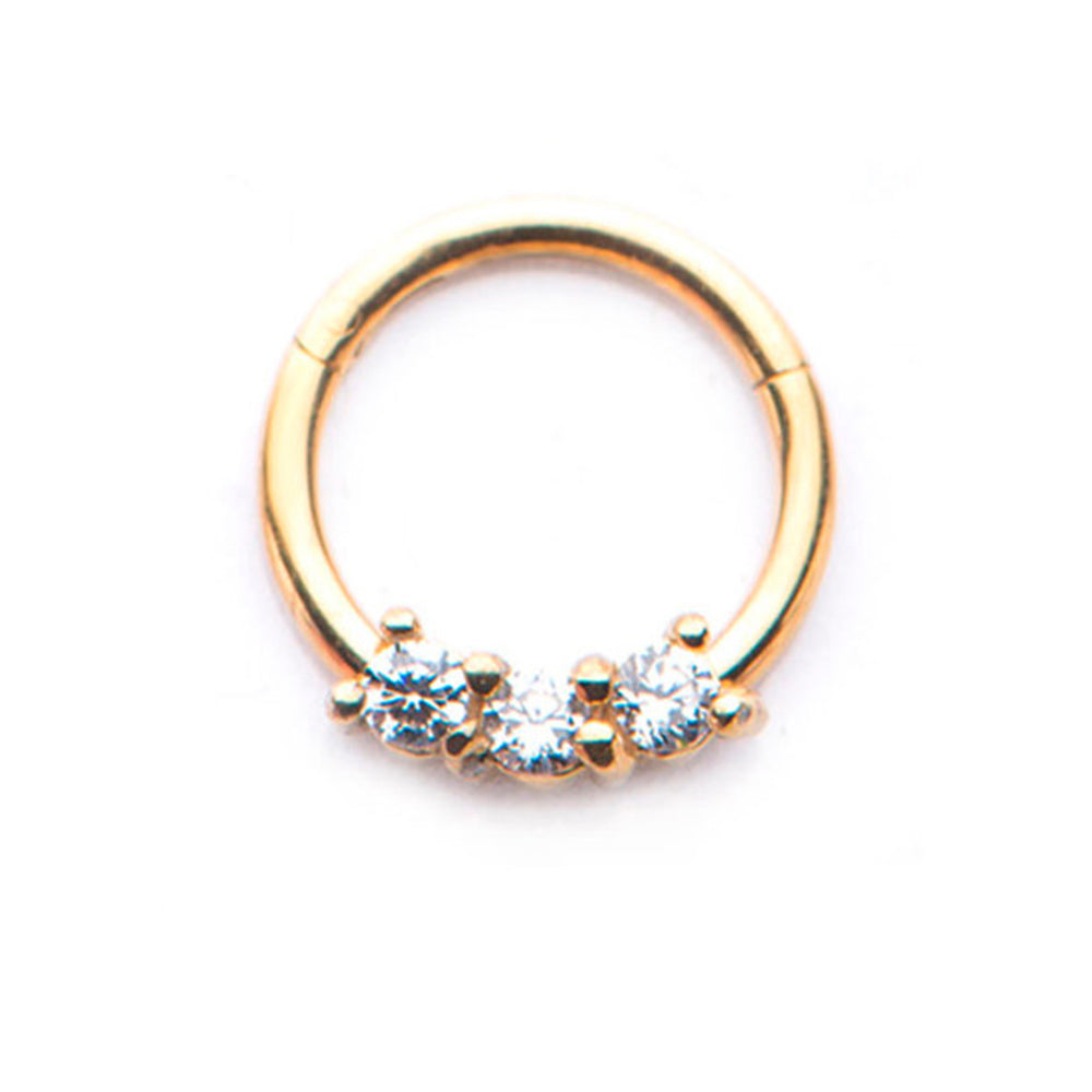 Surgical Steel 16 Gauge Triple CZ Hinged Clicker Segment Ring - 8mm - photo 3