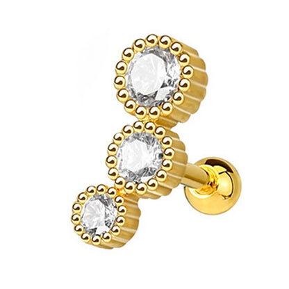 Surgical Steel 16 Gauge Tragus Barbell with Triple Cascading CZ - photo 6