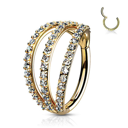 Surgical Steel 16 Gauge Hinged Segment Ring with Triple Layer CZ - photo 5