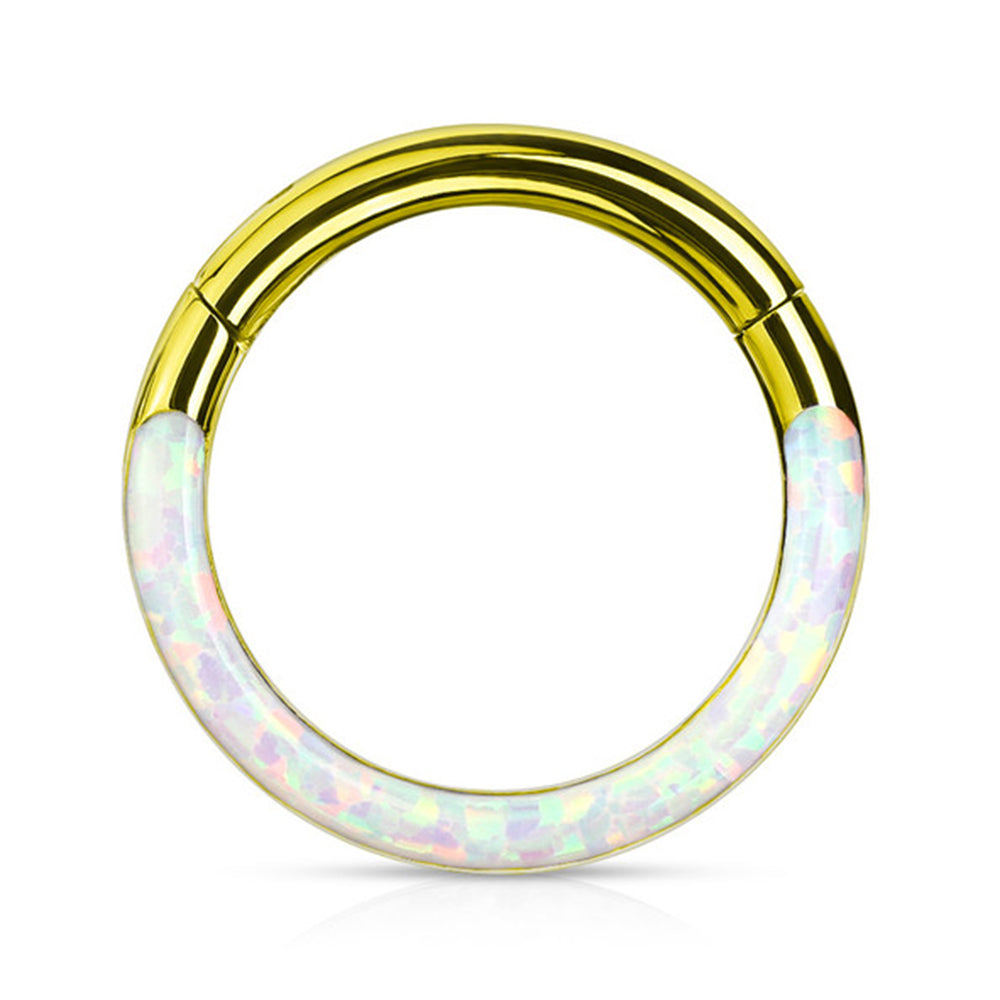 Surgical Steel 16 Gauge Front Facing Opal Hinged Segment Ring - photo 6