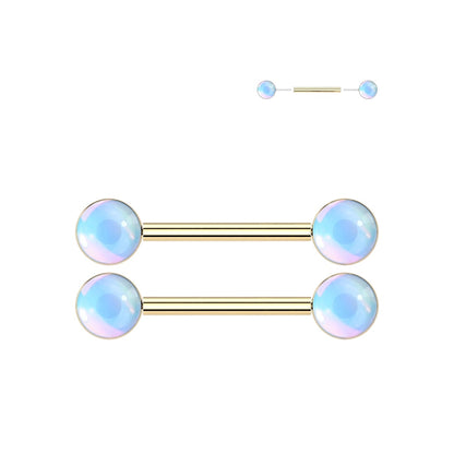 Surgical Steel Push-In Nipple Barbell 14G 14mm Iridescent Ball - Pair - photo 7