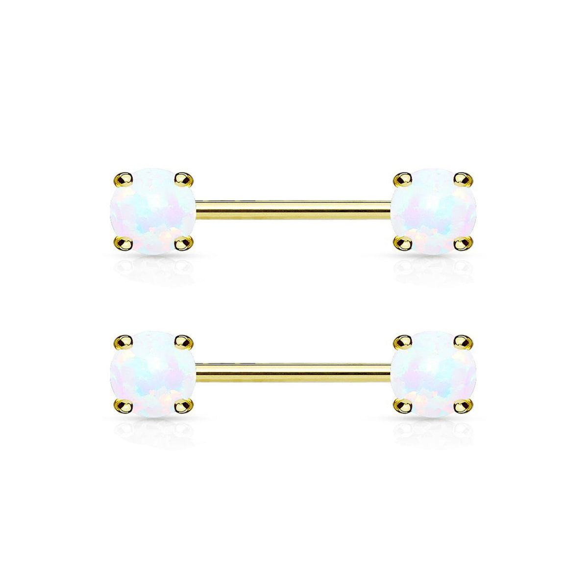 Surgical Steel 14 Gauge Opal Nipple Barbell - Pair