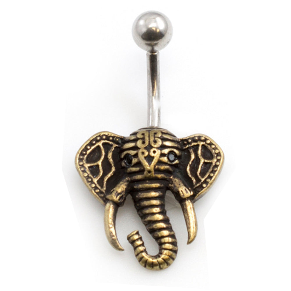 Surgical Steel 14 Gauge Belly Ring with Tribal Elephant Head - photo 5