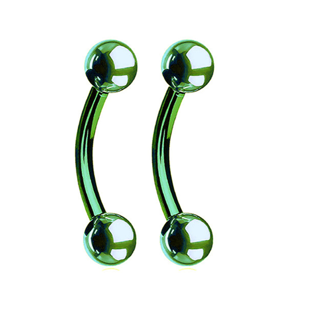 PVD Surgical Steel 16 Gauge Curved Barbells 8mm - Pair