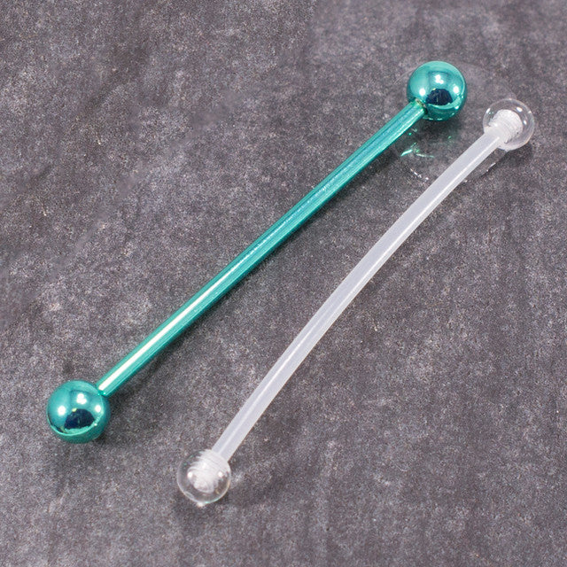 Surgical Steel 14 Gauge Industrial Barbell 38mm with Retainer - Pair