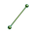 PVD Green 14 to 16 Gauge Industrial Barbell with Ball End