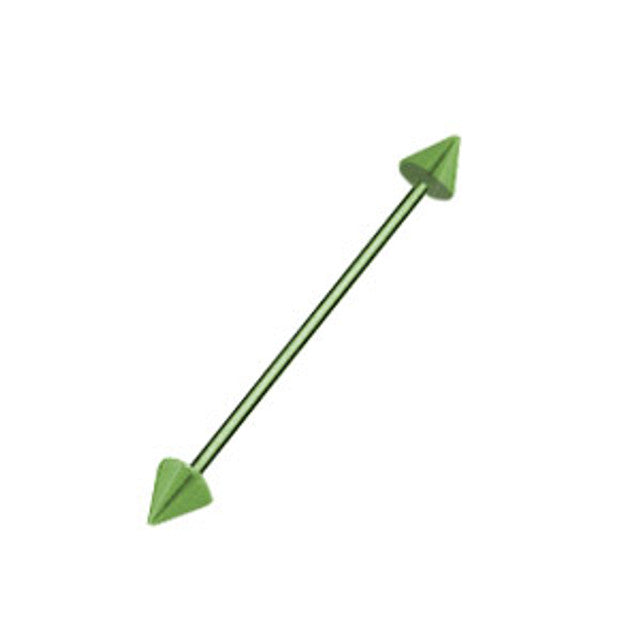 PVD Green Surgical Steel 14 & 16 Gauge Industrial Barbell Spike 38mm