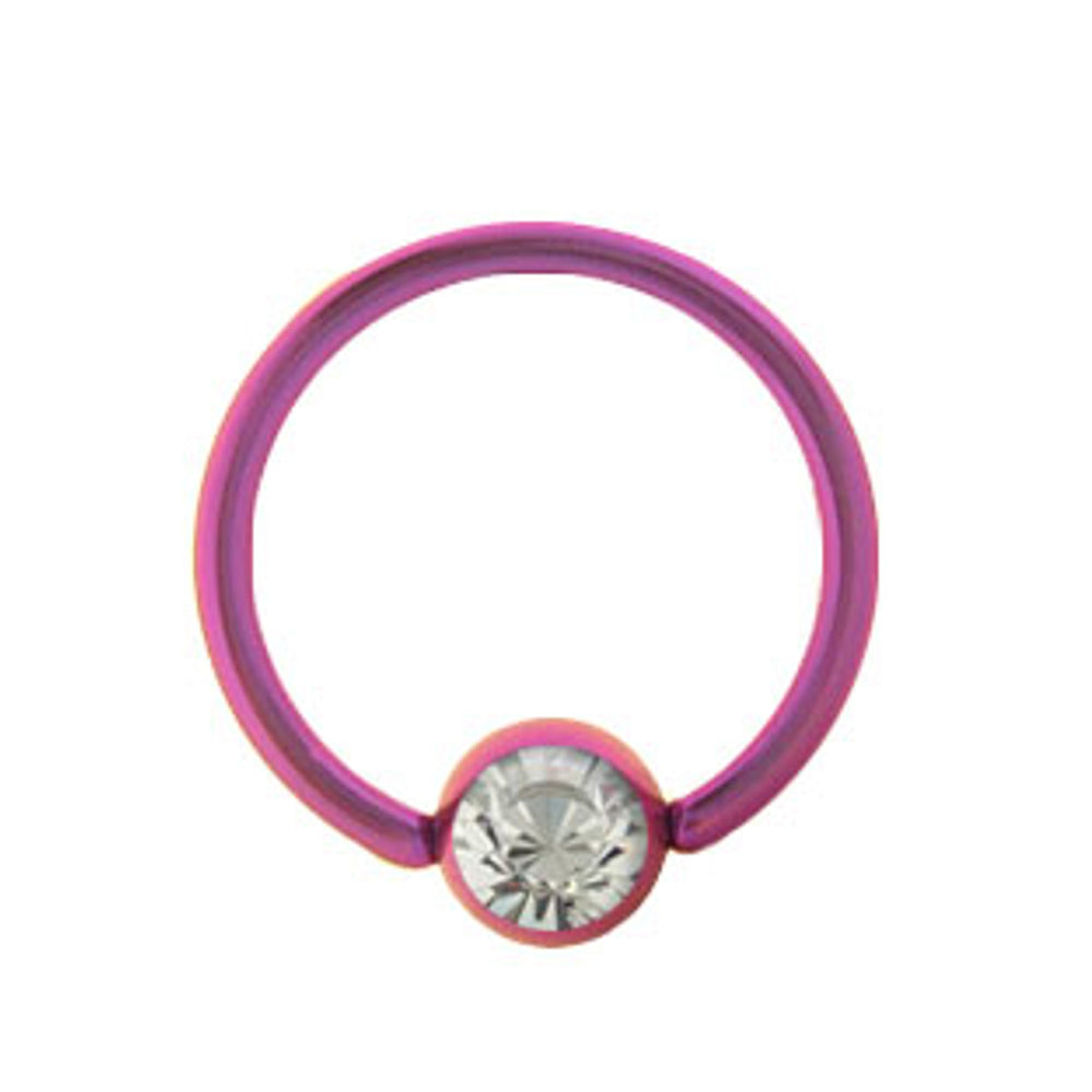Surgical Steel 14 to 18 Gauge Pink Captive Bead Ring with CZ