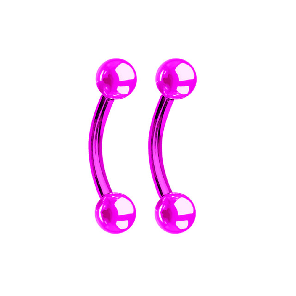 PVD Surgical Steel 16 Gauge Curved Barbells 8mm - Pair