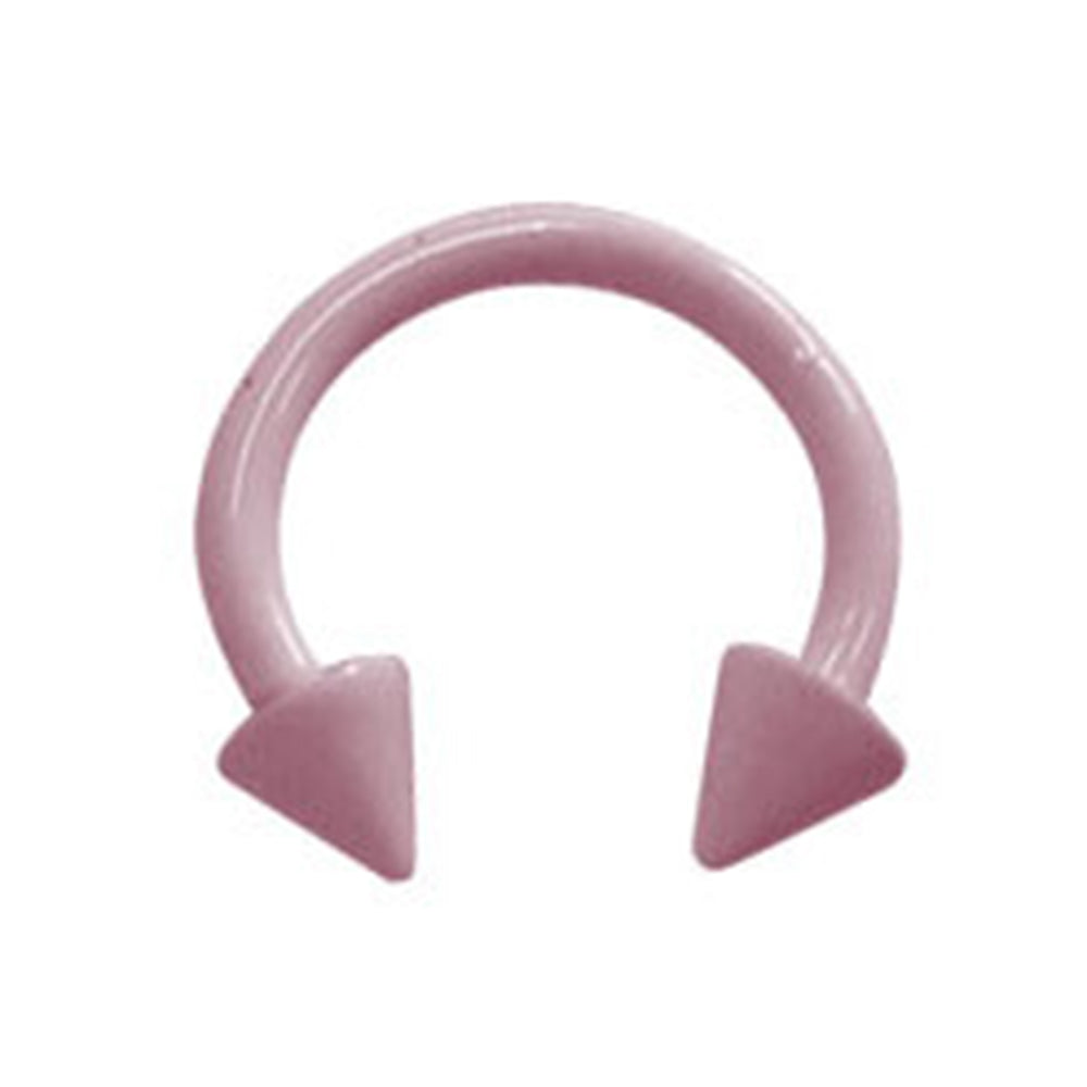 Surgical Steel 16 Gauge Horseshoe Circular Barbell with Pink Spike