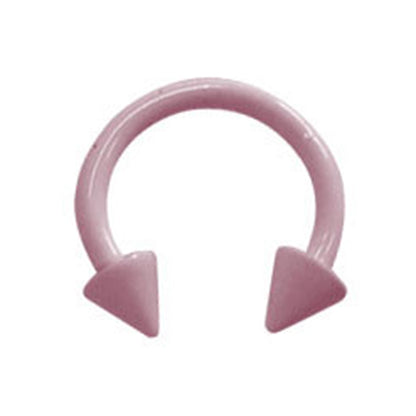 Surgical Steel 16 Gauge Horseshoe Circular Barbell with Pink Spike