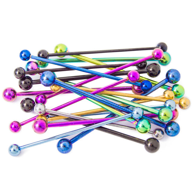 Surgical Steel PVD Industrial Barbells 14 Gauge 38mm - 16 Pack