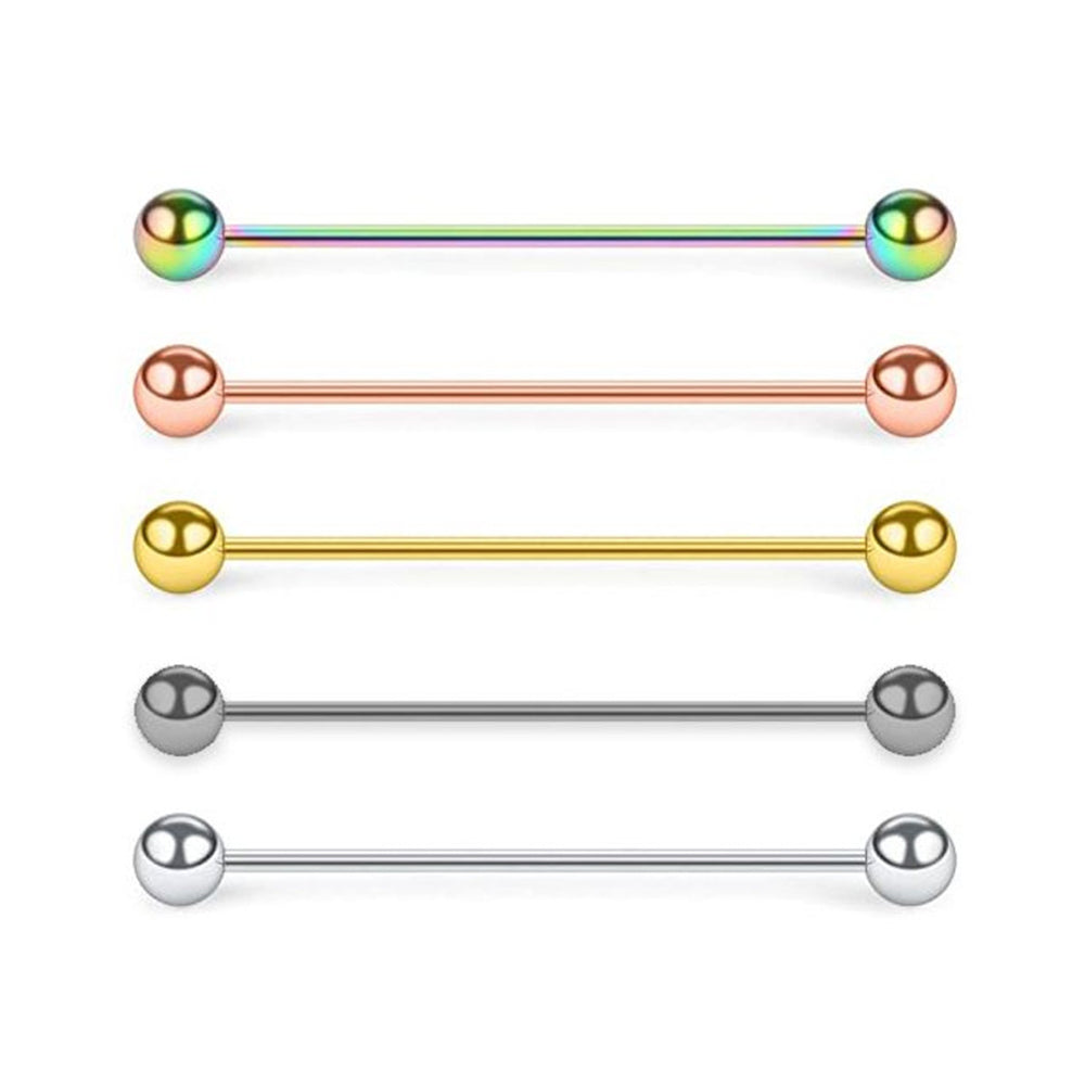 Surgical Steel PVD Industrial Barbell 16 Gauge 38mm - 5 Colors