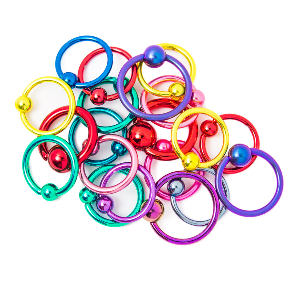 Surgical Steel PVD Ball End Captive Bead Rings 14 & 16 Gauge - 10 Pack
