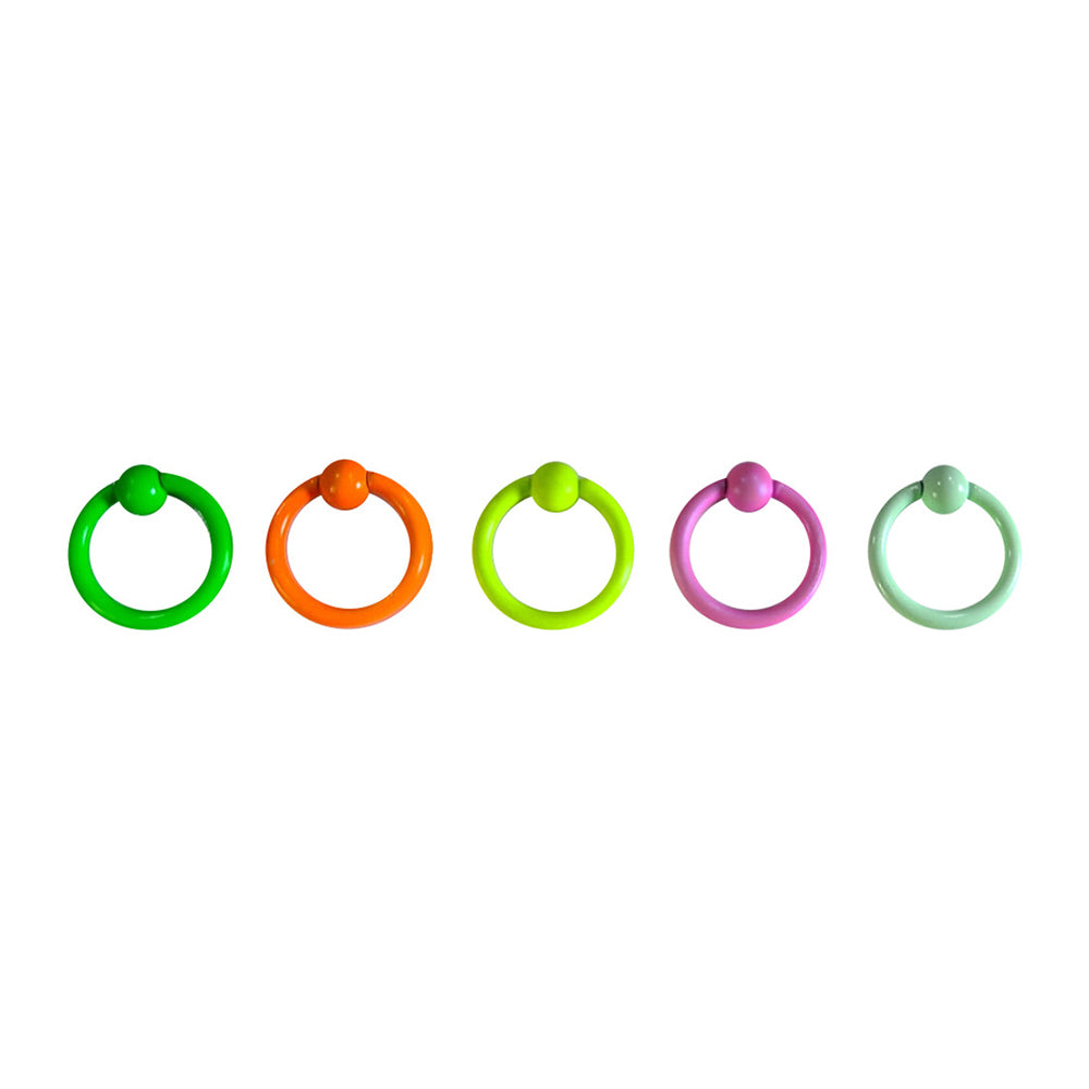 Surgical Steel Captive Bead Rings UV Colors 14 Gauge 8mm - 5 Pack - photo 2
