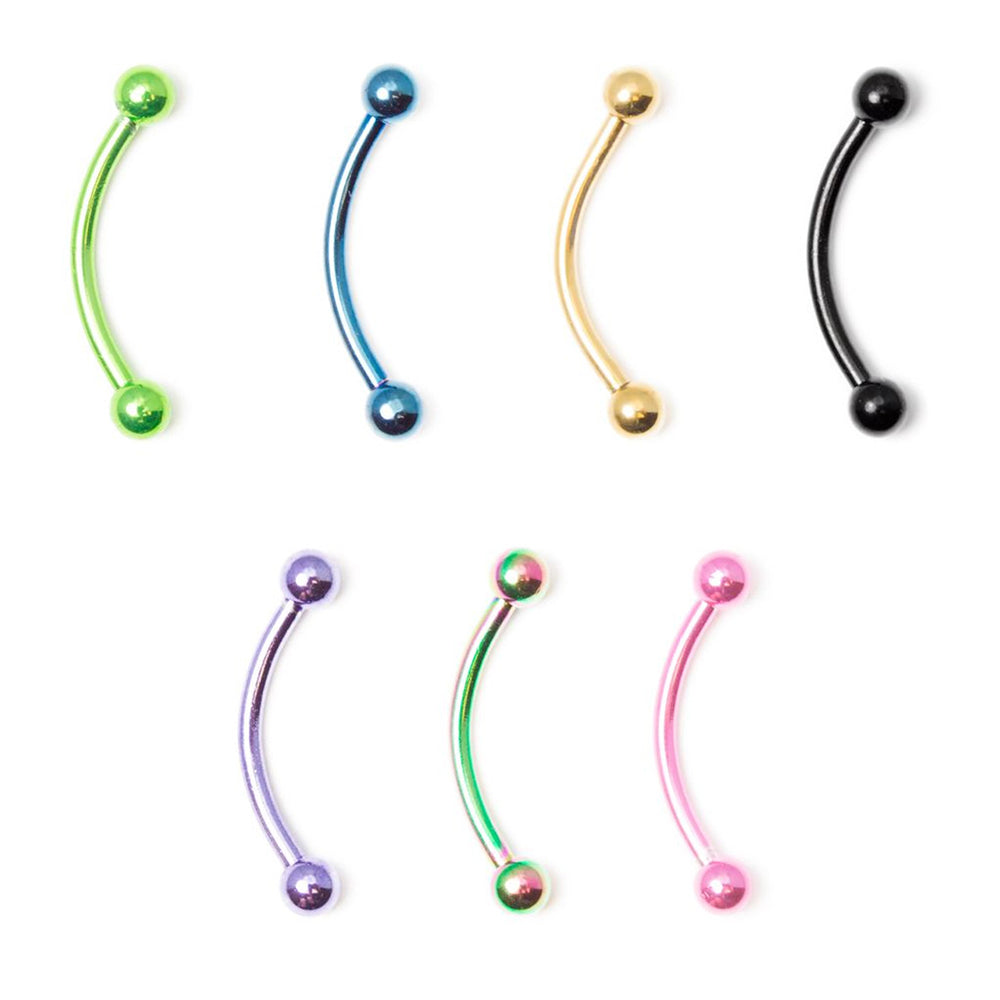 Surgical Steel 16 Gauge Curved Barbell with Ball End PVD Plated