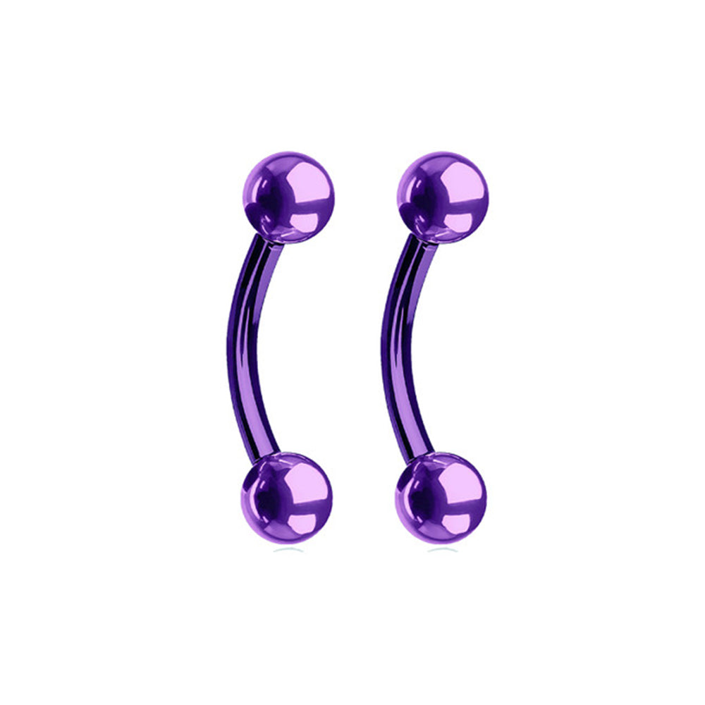 PVD Surgical Steel 16 Gauge Curved Barbells 8mm - Pair